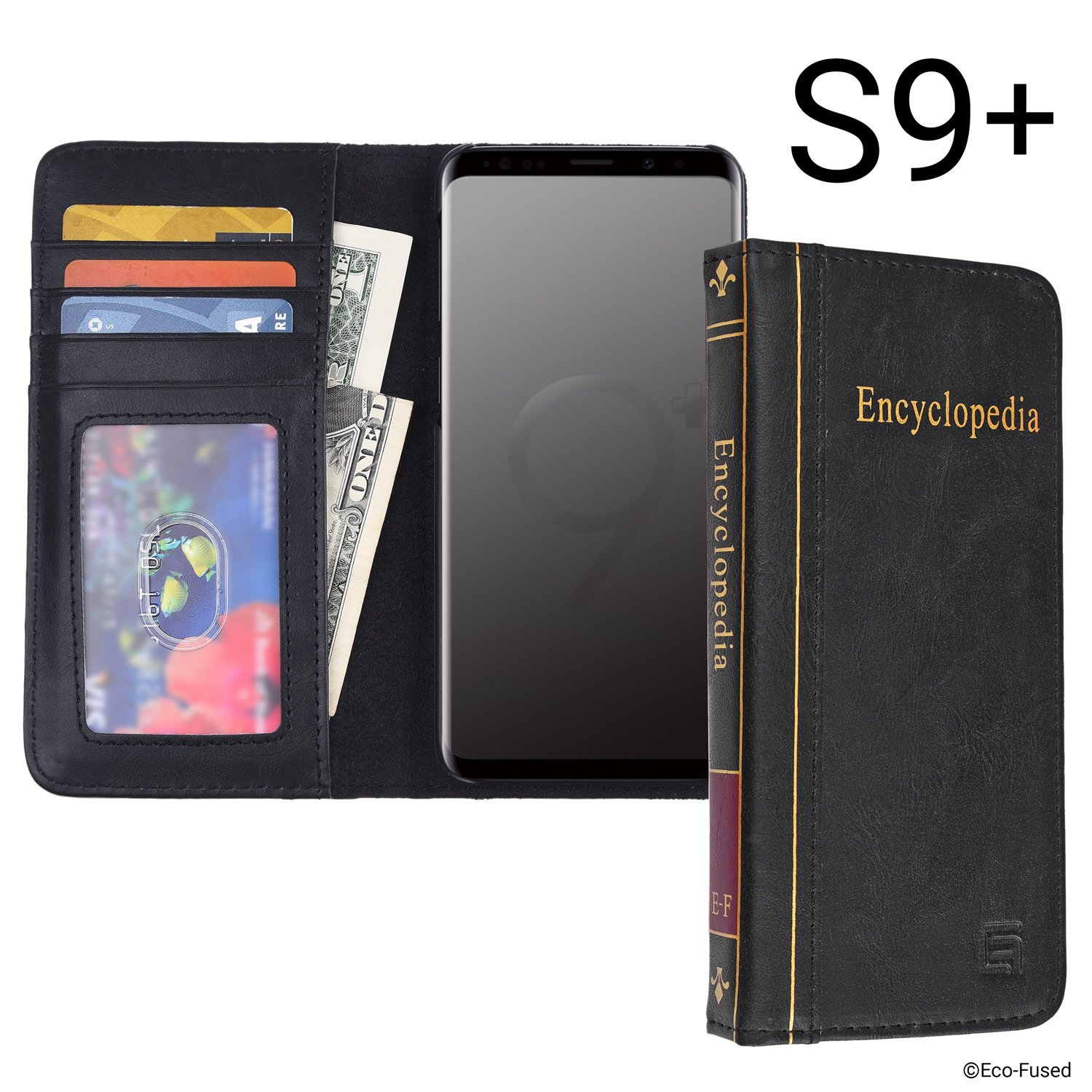 Klant Vervreemding schoonmaken Eco-Fused Book Cover Case Compatible with Samsung Galaxy S9+ - Wallet Style  Credit Card and Bill Slots Inside - Vintage Encyclopedia Design for Your  Modern Device - Faux Leather - EF revamp