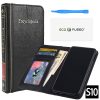 Eco-Fused Book Cover Case Compatible with Samsung Galaxy S10 - Wallet Style Credit Card and Bill Slots - Vintage Encyclopedia Design - Faux Leather - Removal Tool - Cleaning Cloth
